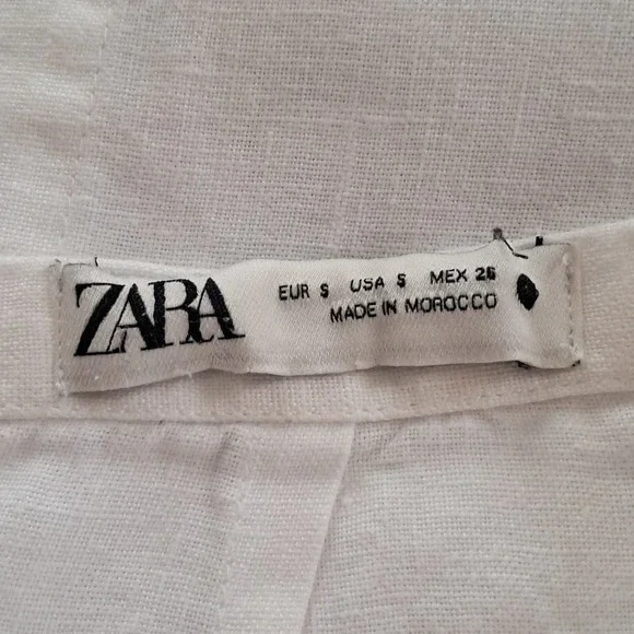 ZARA S 100% White Linen Maxi Skirt A-Line High Waist Back Slit Summer Beach - Picture 5 of 6